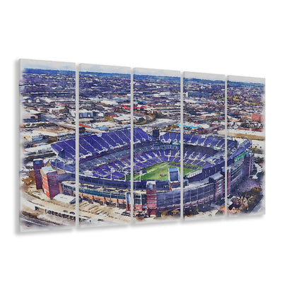 Ravens Stadium, M&T Bank Painting Stadium Watercolor, Sport Art, Extra Large Canvas Print Wall Art