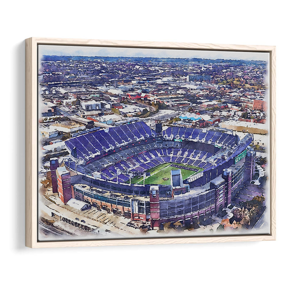 Ravens Stadium, M&T Bank Painting Stadium Watercolor, Sport Gift Art, Framed Canvas Print Wall Art