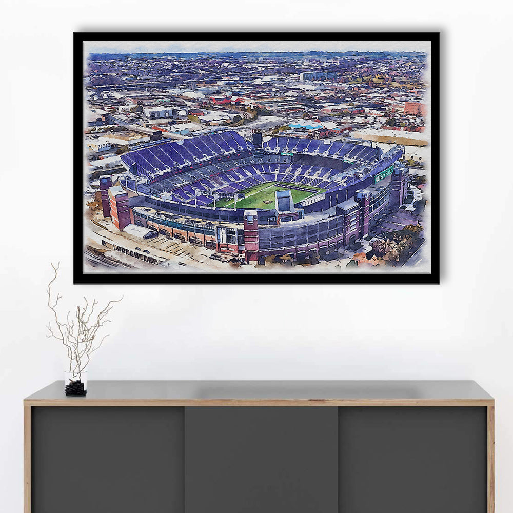 Ravens Stadium, M&T Bank Painting Stadium Watercolor, Sport Gift Art, Framed Art Print Wall Decor