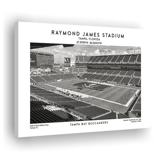 Raymond James Stadium Black And White, Home Of Tampa Bay Buccaneers, Fan Gifts, Canvas Print Wall Art, Man Cave Gift