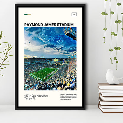 Raymond James Stadium Print, South Florida Bulls Stadium Canvas Art, Man Cave Gift, Floating Framed Canvas Print Wall Art