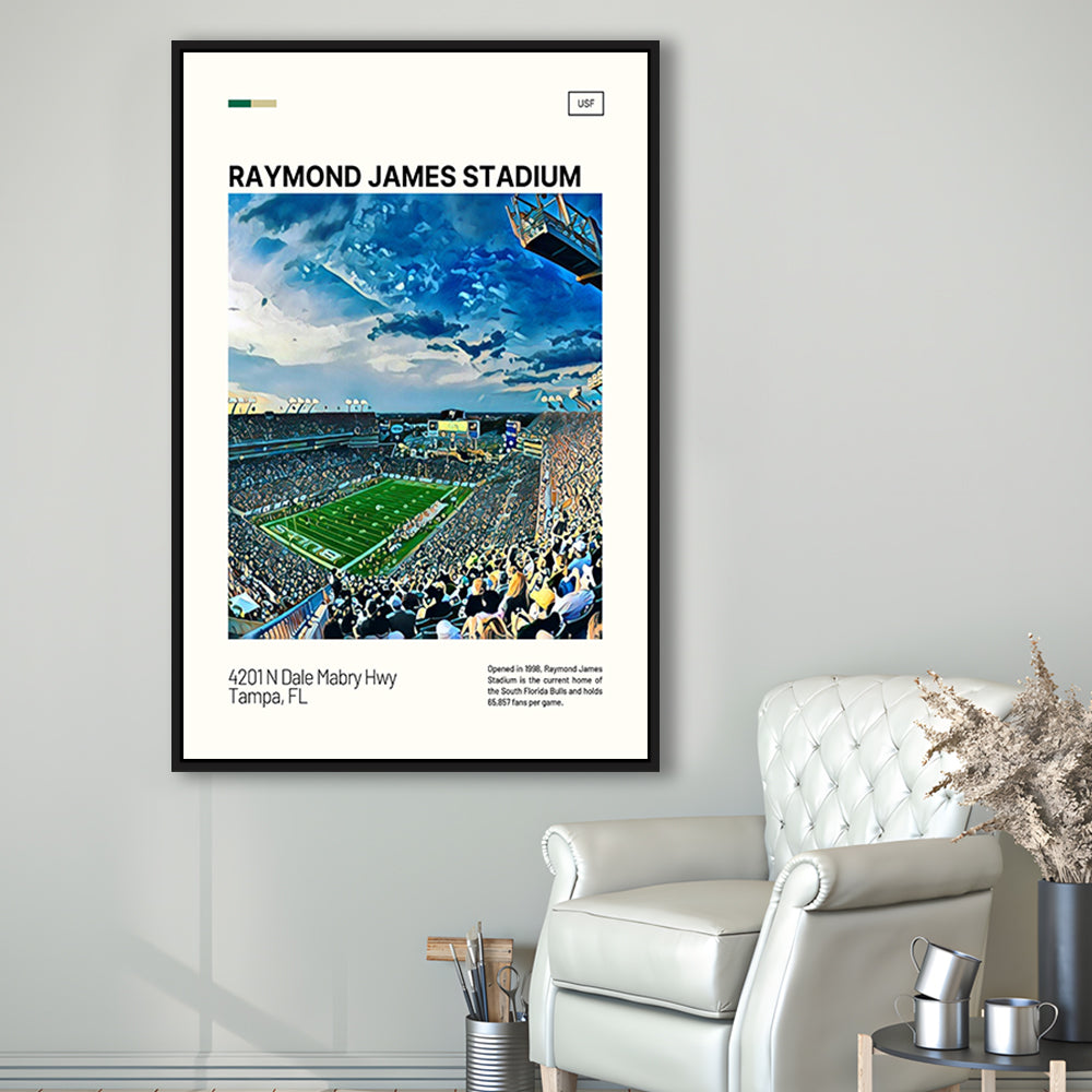 Raymond James Stadium Print, South Florida Bulls Stadium Canvas Art, Man Cave Gift, Floating Framed Canvas Print Wall Art