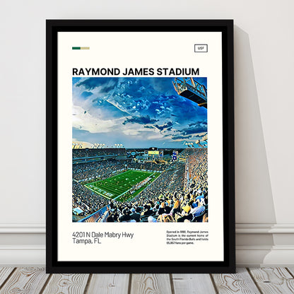 Raymond James Stadium Print, South Florida Bulls Stadium Canvas Art, Man Cave Gift, Floating Framed Canvas Print Wall Art