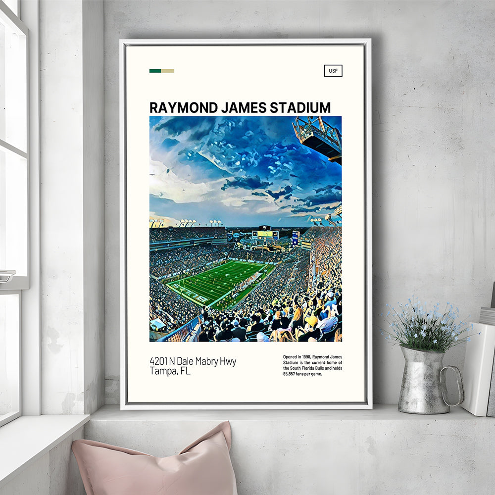 Raymond James Stadium Print, South Florida Bulls Stadium Canvas Art, Man Cave Gift, Floating Framed Canvas Print Wall Art