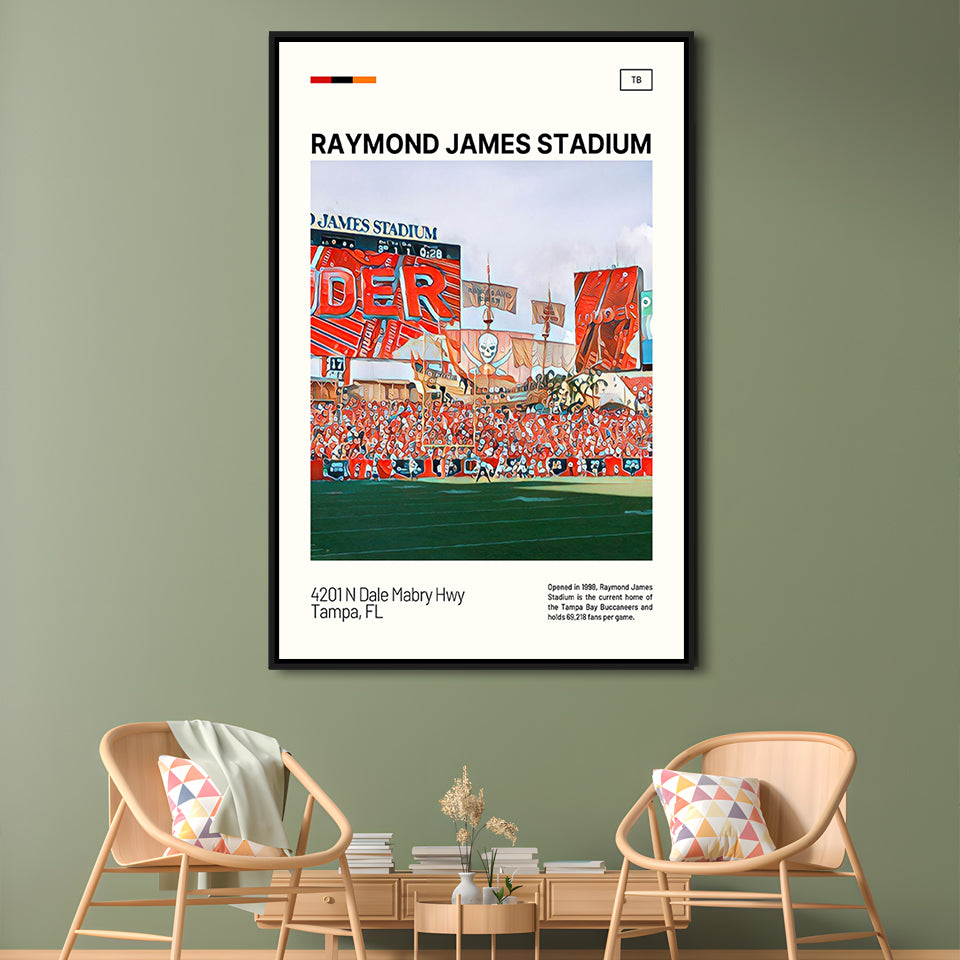 Raymond James Stadium Print, Tampa Bay Buccaneers Stadium Canvas Art, Man Cave Gift, Floating Framed Canvas Print Wall Art