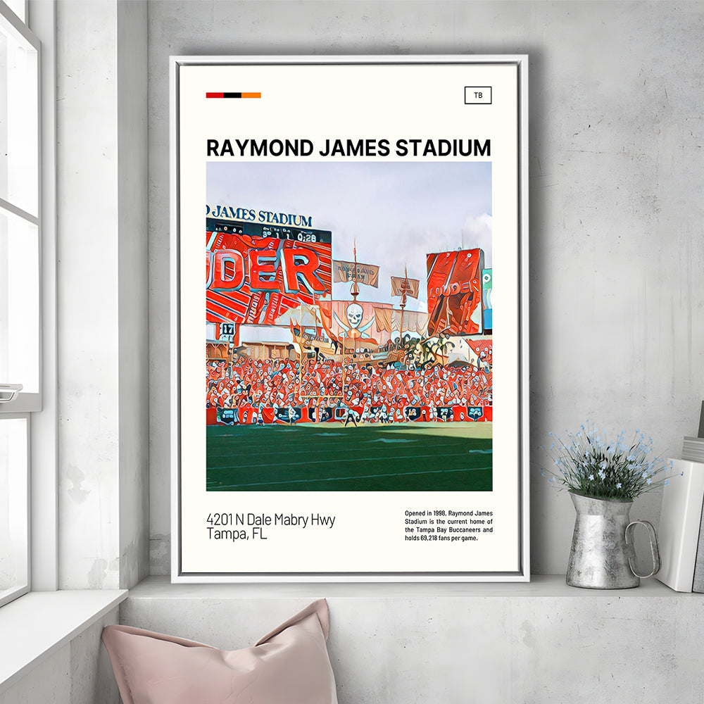 Raymond James Stadium Print, Tampa Bay Buccaneers Stadium Canvas Art, Man Cave Gift, Floating Framed Canvas Print Wall Art