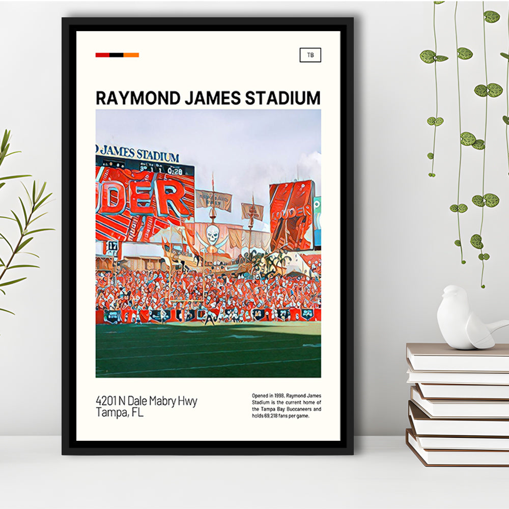 Raymond James Stadium Print, Tampa Bay Buccaneers Stadium Canvas Art, Man Cave Gift, Floating Framed Canvas Print Wall Art