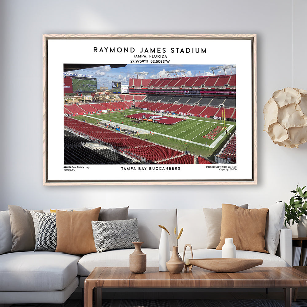 Raymond James Stadium Print, Home Of Tampa Bay Buccaneers, Football Wall Art, Framed Canvas Print Wall Art