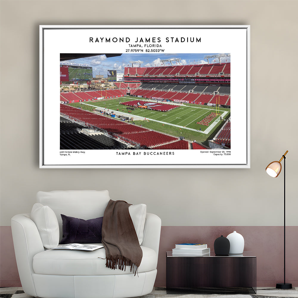 Raymond James Stadium Print, Home Of Tampa Bay Buccaneers, Football Wall Art, Framed Canvas Print Wall Art