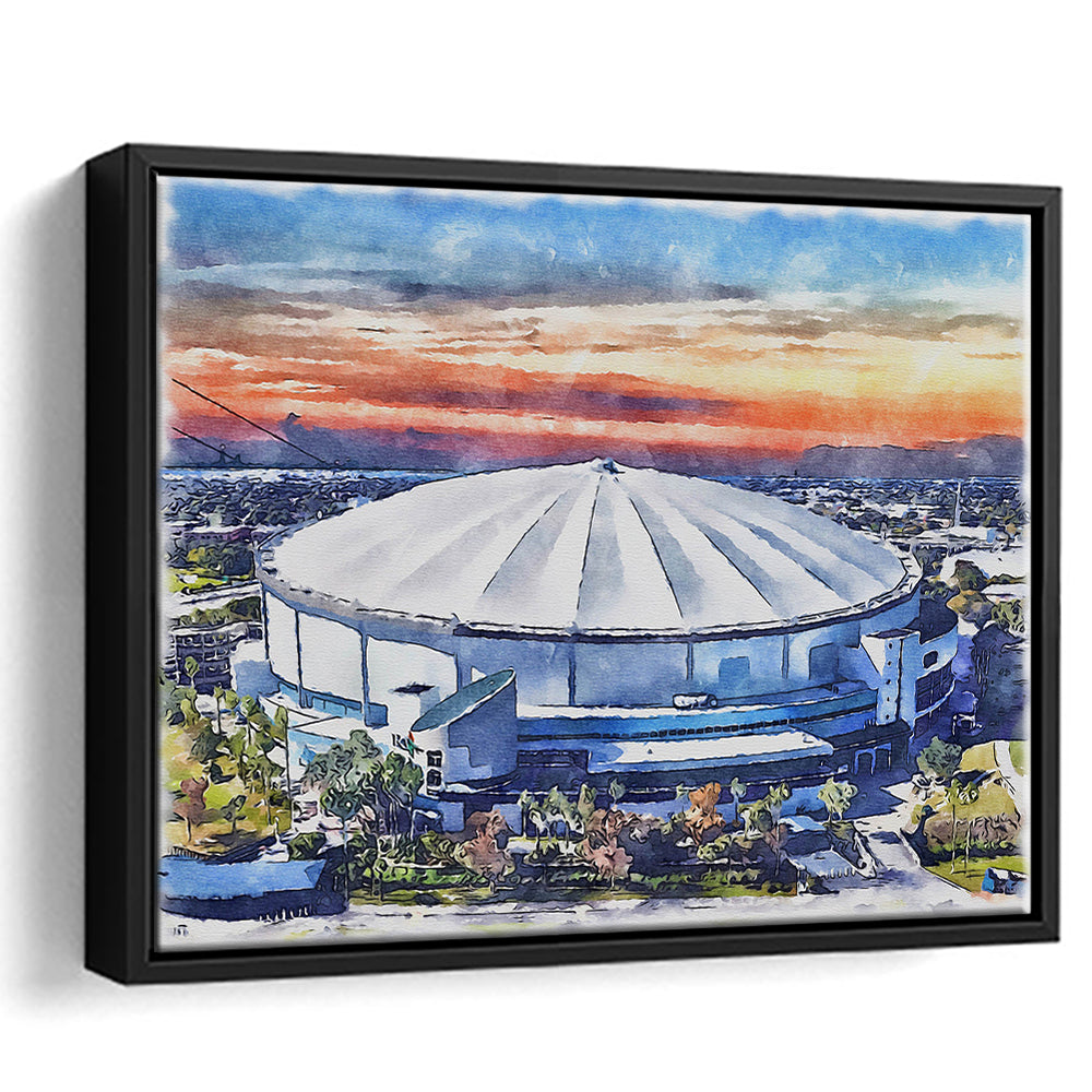 Rays Baseball Stadium, Tropicana Field Watercolor, Sport Gift Art, Framed Canvas Print Wall Art
