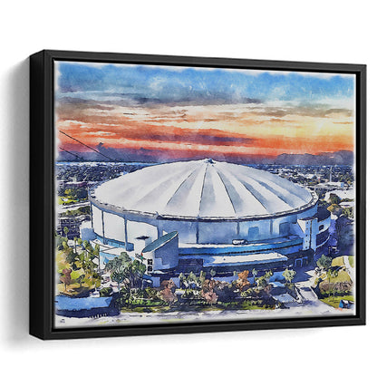 Rays Baseball Stadium, Tropicana Field Watercolor, Sport Gift Art, Framed Canvas Print Wall Art