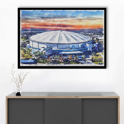 Rays Baseball Stadium, Tropicana Field Watercolor, Sport Gift Art, Framed Art Print Wall Decor