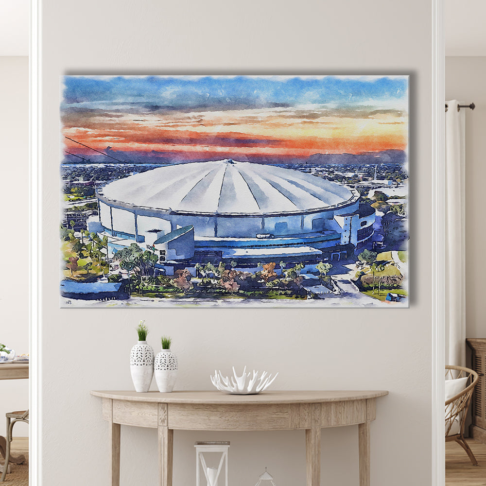 Rays Baseball Stadium, Tropicana Field Watercolor, Sport Art, Gifts for him, Canvas Print Wall Art