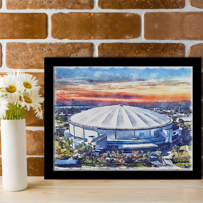 Rays Baseball Stadium, Tropicana Field Watercolor, Sport Gift Art, Framed Art Print Wall Decor