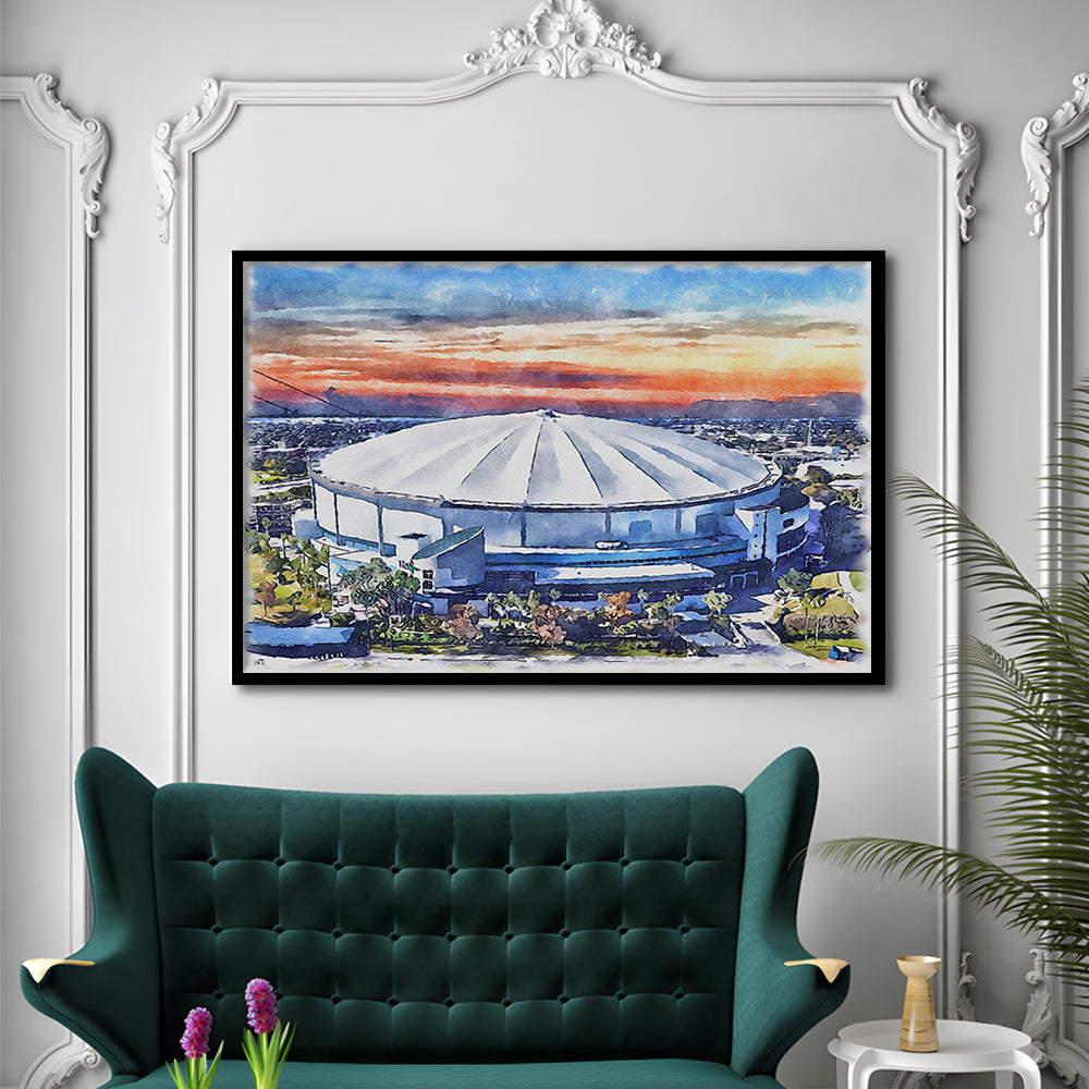 Rays Baseball Stadium, Tropicana Field Watercolor, Sport Gift Art, Framed Art Print Wall Decor