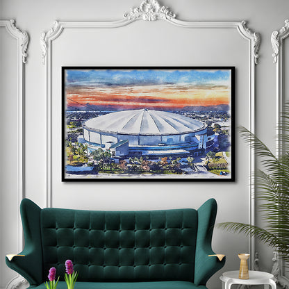 Rays Baseball Stadium, Tropicana Field Watercolor, Sport Gift Art, Framed Art Print Wall Decor