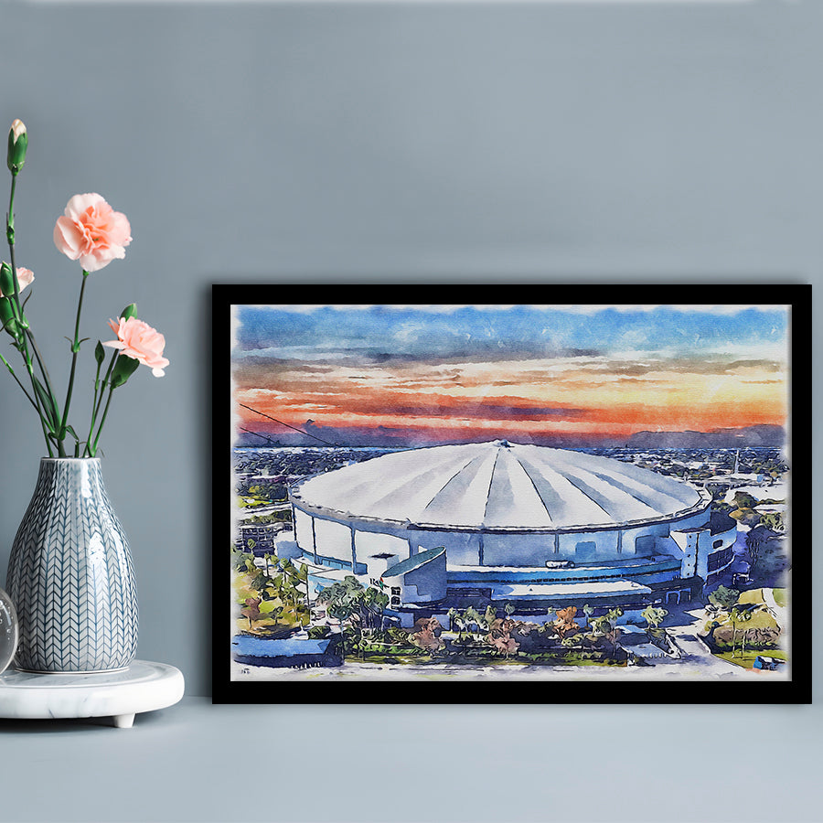 Rays Baseball Stadium, Tropicana Field Watercolor, Sport Gift Art, Framed Art Print Wall Decor