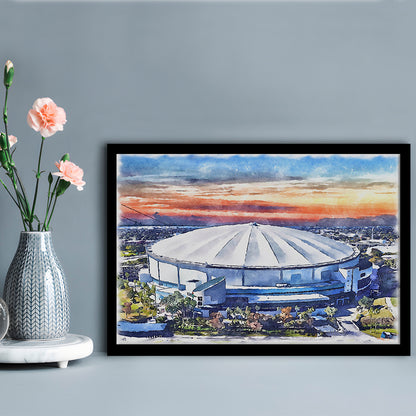 Rays Baseball Stadium, Tropicana Field Watercolor, Sport Gift Art, Framed Art Print Wall Decor