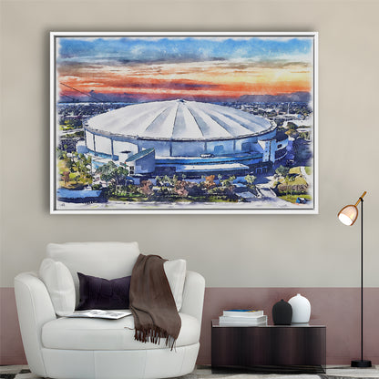 Rays Baseball Stadium, Tropicana Field Watercolor, Sport Gift Art, Framed Canvas Print Wall Art