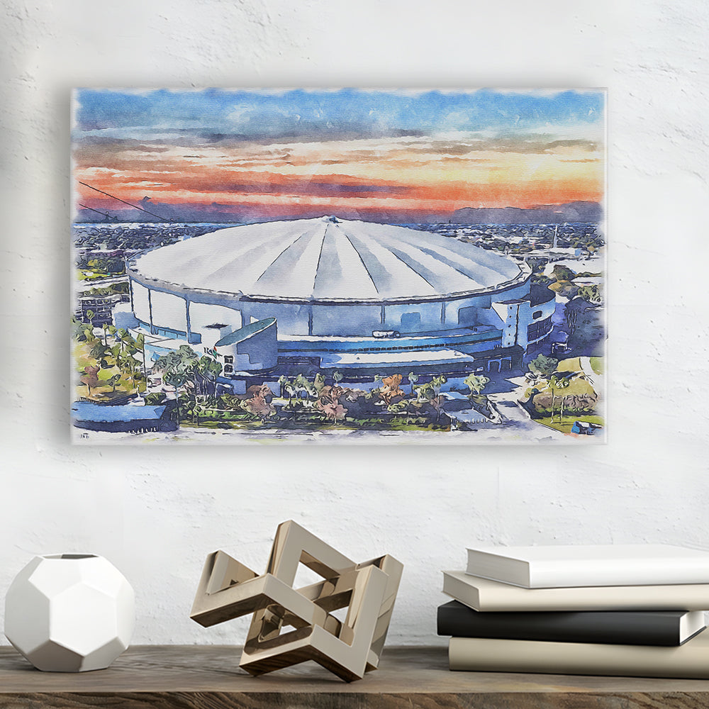 Rays Baseball Stadium, Tropicana Field Watercolor, Sport Art, Gifts for him, Canvas Print Wall Art