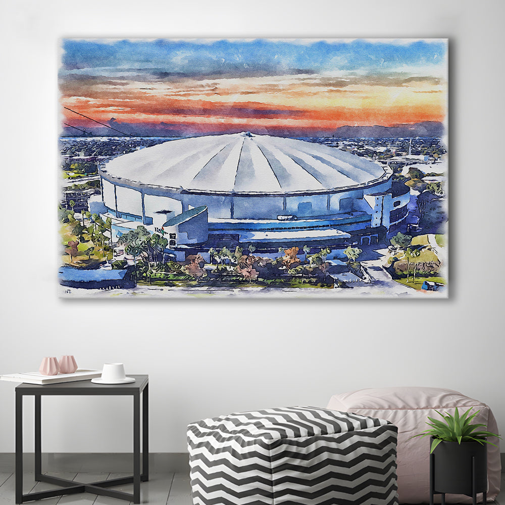 Rays Baseball Stadium, Tropicana Field Watercolor, Sport Art, Gifts for him, Canvas Print Wall Art