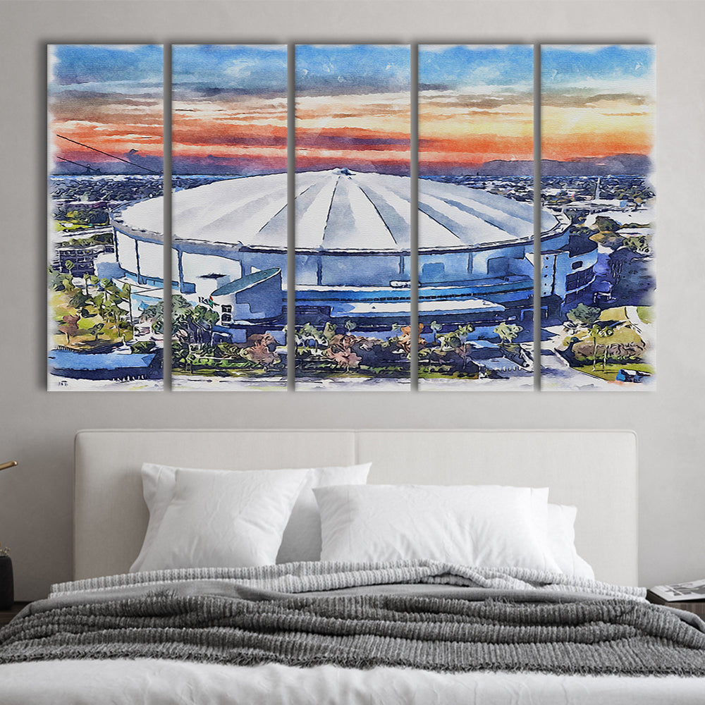 Rays Baseball Stadium, Tropicana Field Watercolor, Sport Art, Extra Large Canvas Print Wall Art
