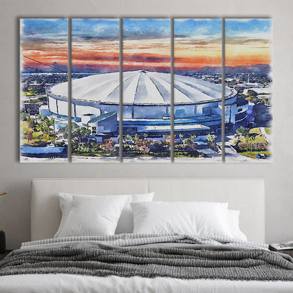 Rays Baseball Stadium, Tropicana Field Watercolor, Sport Art, Extra Large Canvas Print Wall Art