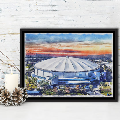 Rays Baseball Stadium, Tropicana Field Watercolor, Sport Gift Art, Framed Canvas Print Wall Art