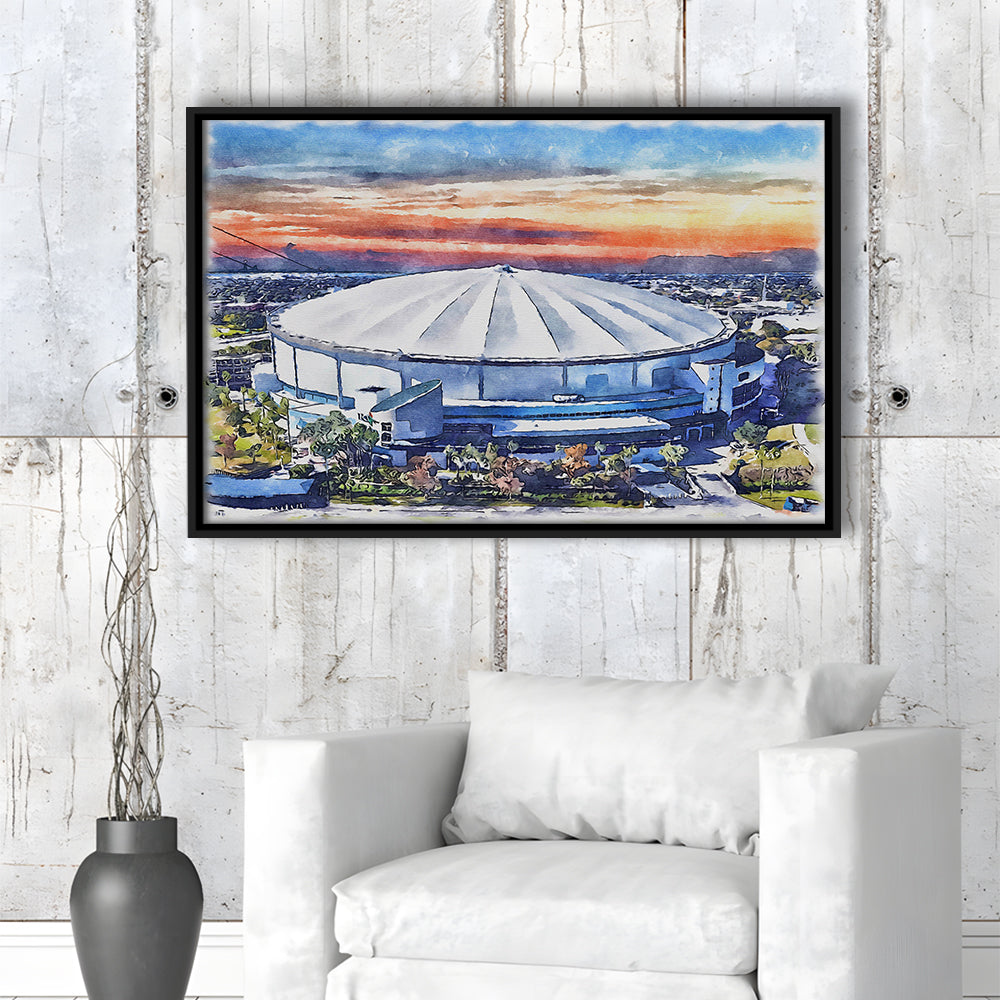 Rays Baseball Stadium, Tropicana Field Watercolor, Sport Gift Art, Framed Canvas Print Wall Art