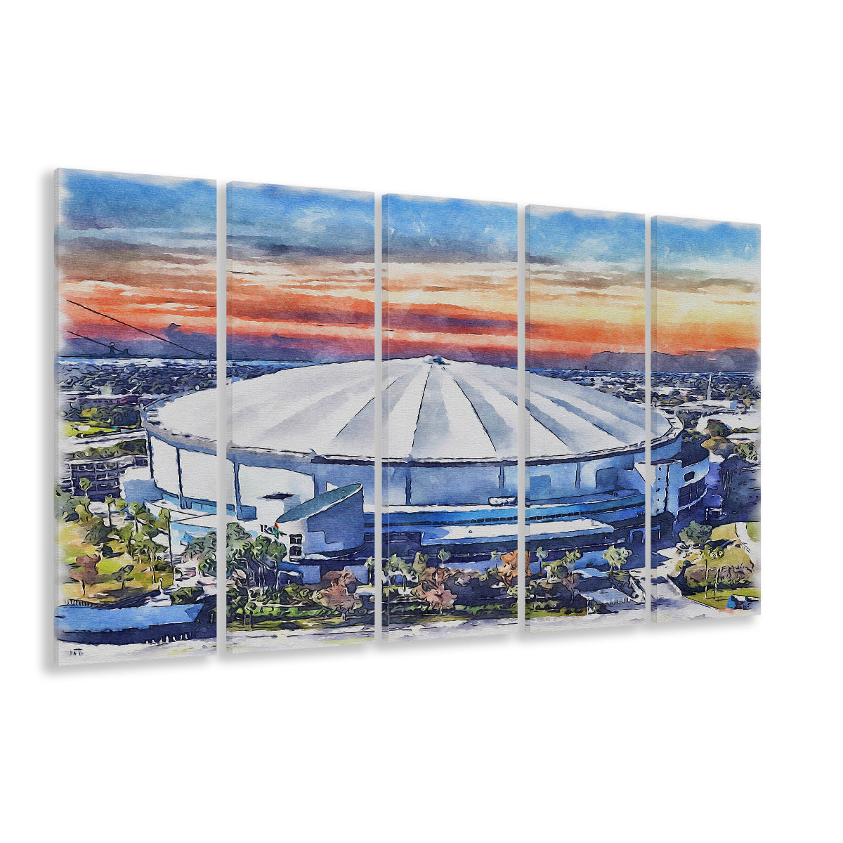Rays Baseball Stadium, Tropicana Field Watercolor, Sport Art, Extra Large Canvas Print Wall Art