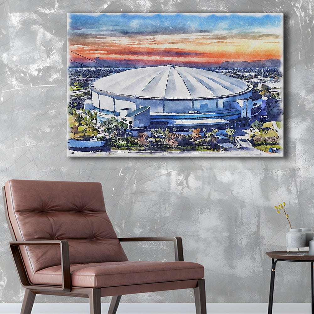 Rays Baseball Stadium, Tropicana Field Watercolor, Sport Art, Gifts for him, Canvas Print Wall Art