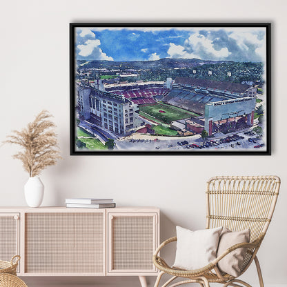 Razorback Stadium, Arkansas Painting Stadium Watercolor, Sport Gift Art, Framed Canvas Print Wall Art