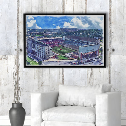 Razorback Stadium, Arkansas Painting Stadium Watercolor, Sport Gift Art, Framed Canvas Print Wall Art