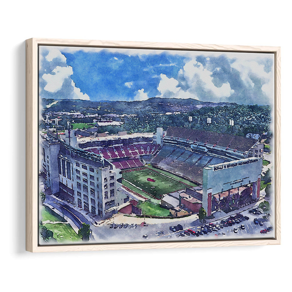 Razorback Stadium, Arkansas Painting Stadium Watercolor, Sport Gift Art, Framed Canvas Print Wall Art