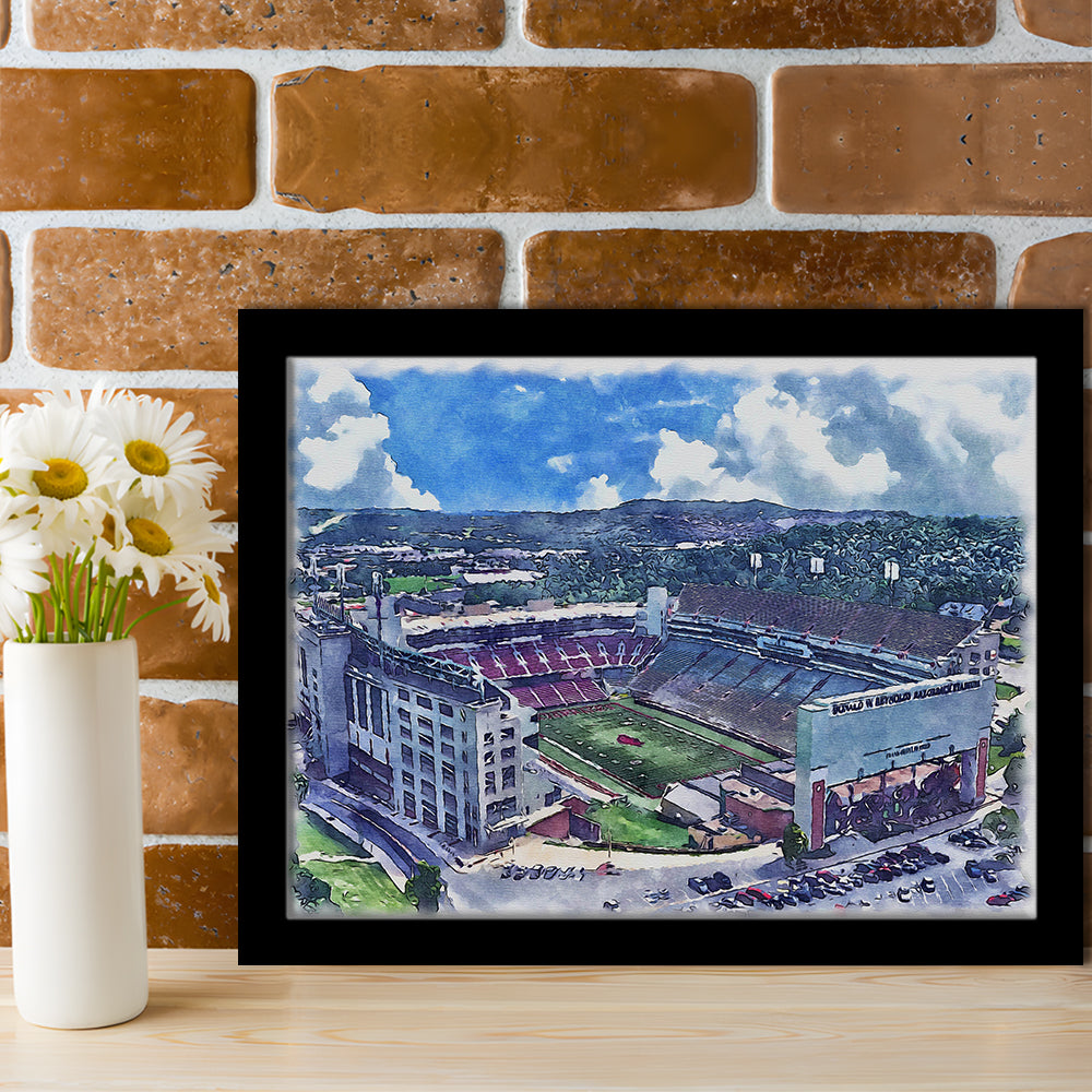 Razorback Stadium, Arkansas Painting Stadium Watercolor, Sport Gift Art, Framed Art Print Wall Decor