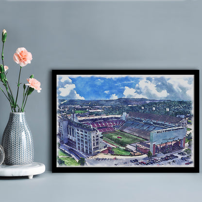 Razorback Stadium, Arkansas Painting Stadium Watercolor, Sport Gift Art, Framed Art Print Wall Decor
