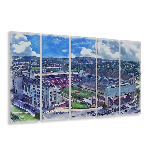 Razorback Stadium, Arkansas Painting Stadium Watercolor, Sport Art, Extra Large Canvas Print Wall Art