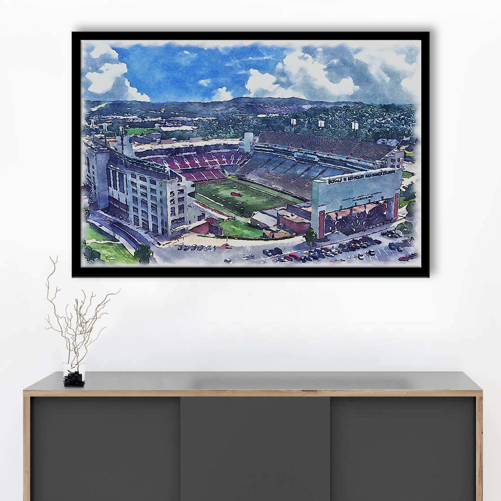 Razorback Stadium, Arkansas Painting Stadium Watercolor, Sport Gift Art, Framed Art Print Wall Decor