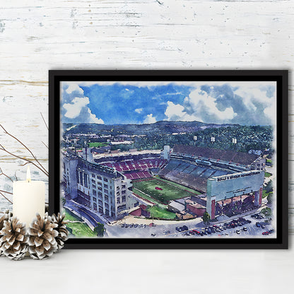 Razorback Stadium, Arkansas Painting Stadium Watercolor, Sport Gift Art, Framed Canvas Print Wall Art