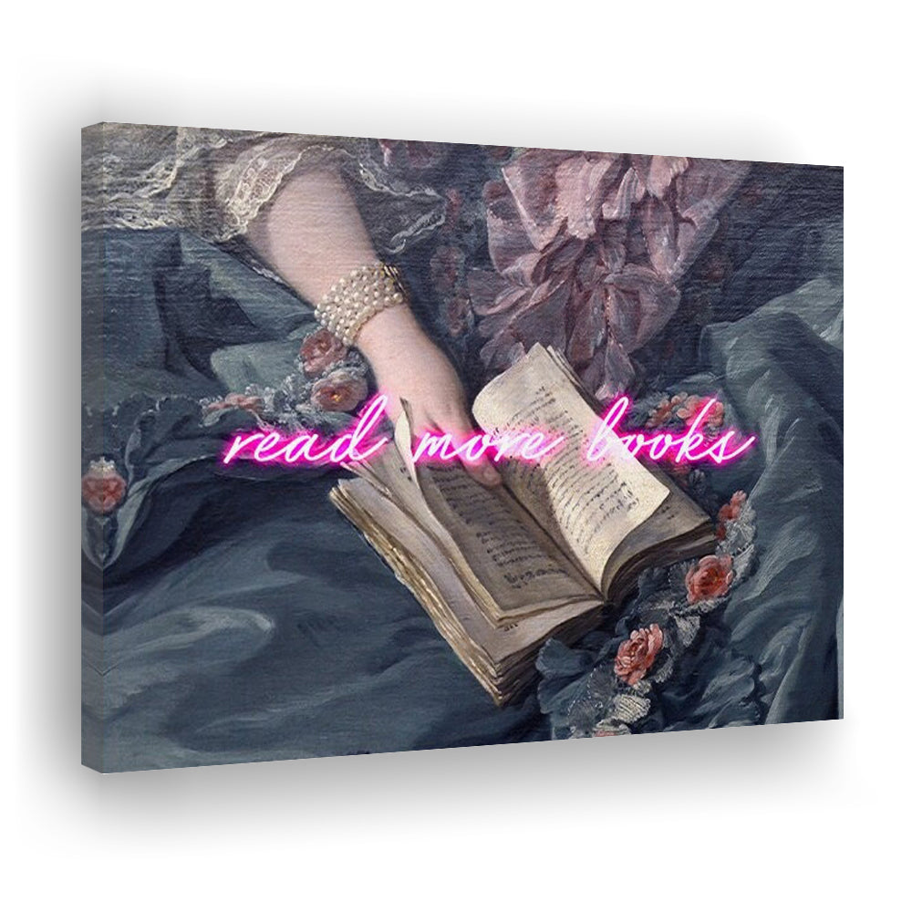 Read More Books Altered Art Print, Altered Art, Bedroom Print, Pink Art, Canvas Print Wall Art Home Decor
