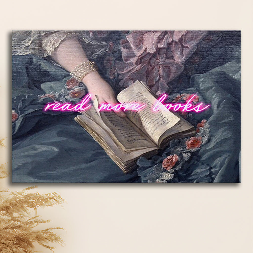 Read More Books Altered Art Print, Altered Art, Bedroom Print, Pink Art, Canvas Print Wall Art Home Decor