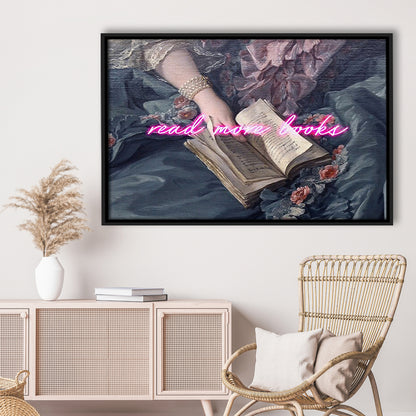Read More Books Altered Art Print, Altered Art, Bedroom Print, Pink Art, Floating Framed Canvas Print Wall Art