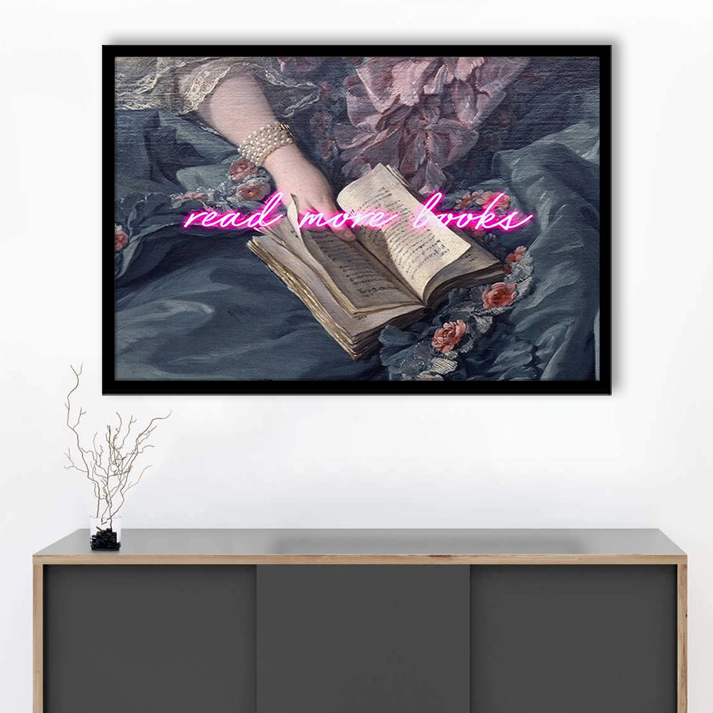 Read More Books Altered Art Print, Altered Art, Bedroom Print, Pink Art, Framed Art Print Wall Decor, Framed Picture