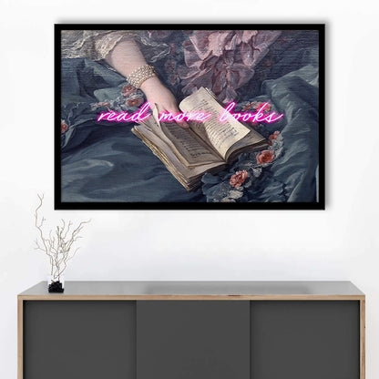Read More Books Altered Art Print, Altered Art, Bedroom Print, Pink Art, Framed Art Print Wall Decor, Framed Picture