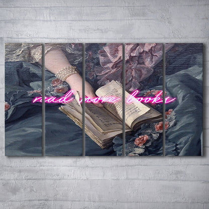 Read More Books Altered Art Print, Altered Art, Bedroom Print, Pink Art, Multi Panels Canvas Print Wall Art