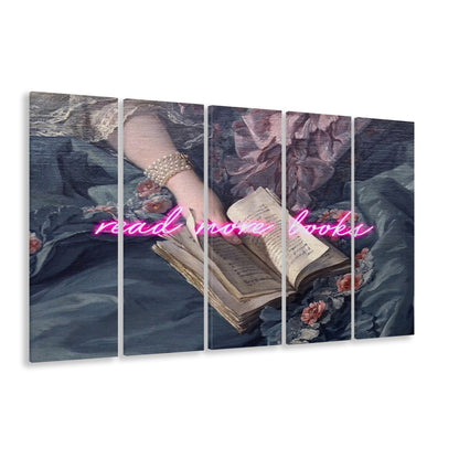 Read More Books Altered Art Print, Altered Art, Bedroom Print, Pink Art, Multi Panels Canvas Print Wall Art