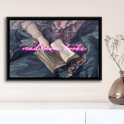 Read More Books Altered Art Print, Altered Art, Bedroom Print, Pink Art, Floating Framed Canvas Print Wall Art