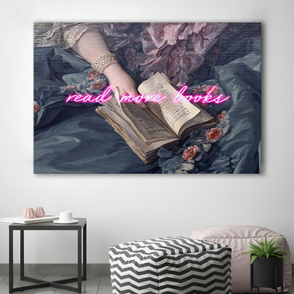 Read More Books Altered Art Print, Altered Art, Bedroom Print, Pink Art, Canvas Print Wall Art Home Decor