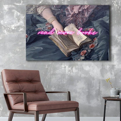Read More Books Altered Art Print, Altered Art, Bedroom Print, Pink Art, Canvas Print Wall Art Home Decor