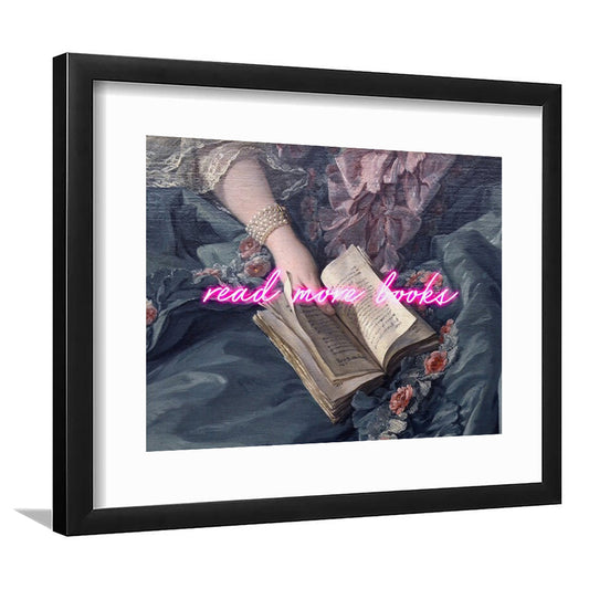 Read More Books Altered Art Print, Altered Art, Bedroom Print, Pink Art, Framed Art Print White Border Wall Decor